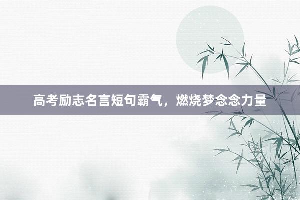 高考励志名言短句霸气，燃烧梦念念力量